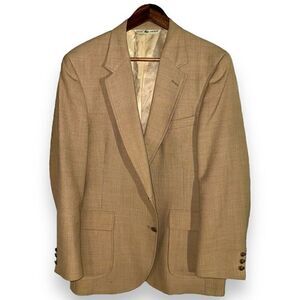 70s Lacoste Tan Hopsack Wool Tailored in USA Blazer 44R
